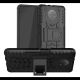 Gigapack Defender műanyag telefonvédő (közepesen ütésálló, szilikon belső, kitámasztó, autógumi minta) FEKETE [Xiaomi Redmi Note 9T 5G] (5996591047669) - Telefontok