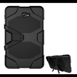 Gigapack Defender műanyag telefonvédő (közepesen ütésálló szilikon belső, kitámasztó, méhsejt minta) FEKETE [Samsung Galaxy Tab A 10.1 WIFI (2016) SM-T580] (5996457151608) - Tablet tok