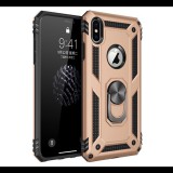 Gigapack Defender műanyag telefonvédő (közepesen ütésálló, szilikon belső, telefontartó gyűrű, fémlemez, logó kivágás) ARANY [Apple iPhone XS 5.8] (5996457892389)