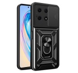 Gigapack Defender műanyag telefonvédő (közepesen ütésálló, szilikon belső, telefontartó gyűrű, kamera védelem) FEKETE Honor X8a