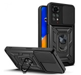 Gigapack Defender műanyag telefonvédő (közepesen ütésálló, szilikon belső, telefontartó gyűrű, kamera védelem) FEKETE Xiaomi Redmi Note 11 (Redmi Note 11S)