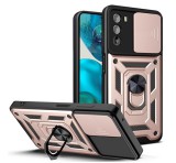 Gigapack Defender műanyag telefonvédő (közepesen ütésálló, szilikon belső, telefontartó gyűrű, kamera védelem) ROZÉARANY Motorola Moto G82 (XT2225), Motorola Moto G52