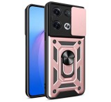 Gigapack Defender műanyag telefonvédő (közepesen ütésálló, szilikon belső, telefontartó gyűrű, kamera védelem) RÓZSASZÍN Oppo Reno 8 Pro