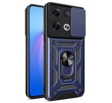 Gigapack Defender műanyag telefonvédő (közepesen ütésálló, szilikon belső, telefontartó gyűrű, kamera védelem) SÖTÉTKÉK Oppo Reno 8 Pro