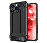 Gigapack Defender műanyag telefonvédő (ütésállóság, légpárnás sarok, szilikon belső, fémhatás) FEKETE Apple iPhone 16 Pro Max