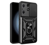 Gigapack Defender műanyag telefonvédő (ütésállóság, szilikon belső, tartógyűrű, kameravédő) FEKETE Tecno Spark 10 Pro