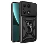 Gigapack Defender műanyag telefonvédő (ütésállóság, szilikon belső, tartógyűrű, kameravédő) FEKETE Xiaomi Poco M6 Pro LTE, Redmi Note 13 Pro 4G