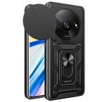 Gigapack Defender műanyag telefonvédő (ütésállóság, szilikon belső, tartógyűrű, kameravédő) FEKETE Xiaomi Redmi A3