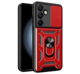 Gigapack Defender műanyag telefonvédő (ütésállóság, szilikon belső, tartógyűrű, kameravédő) PIROS Samsung Galaxy S24 FE (SM-S721)