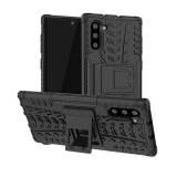 Gigapack Defender Samsung Galaxy Note 10 műanyag telefonvédő (közepesen ütésálló, kitámasztó, autógumi minta, fekete)