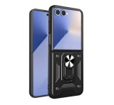 Gigapack Defender szilikon telefonvédő (ütésállóság, tartógyűrű) FEKETE Samsung Galaxy Z Flip7 (SM-F766)