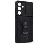 Gigapack Defender szilikon telefonvédő (ütésállóság, tartógyűrű, kameravédő) FEKETE Samsung Galaxy S25 FE (SM-S731)