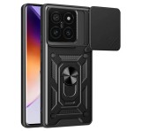 Gigapack Defender szilikon telefonvédő (ütésállóság, tartógyűrű, kameravédő) FEKETE Xiaomi 14T Pro 5G