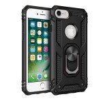 Gigapack Defender szilikon telefonvédő (ütésállóság, tartógyűrű, mágneses, logó kivágás) FEKETE Apple iPhone 8 4.7, iPhone 7 4.7, iPhone SE 3 (2022)