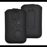 Gigapack DEKOCASE tok álló, kör minta, kihúzható tépőzár, övre fűzhető, univerzális, 5.3" méret) FEKETE [Panasonic KX-TU160 Senior] (5996457248032)