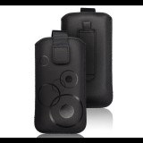 Gigapack DEKOCASE tok álló (kör minta, kihúzható tépőzár, övre fűzhető, univerzális, 6.1" méret) FEKETE [Apple iPhone 12 Pro] - Bontott termék!