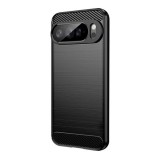 Gigapack Google Pixel 10 Pro XL szilikon telefonvédő (ütésállóság, légpárnás sarok, szálcsiszolt, karbon minta) fekete
