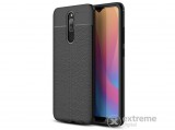 Gigapack gumi/szilikon bőr hatású tok Xiaomi Redmi 8A készülékhez, fekete, varrás mintás
