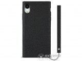 Gigapack gumi/szilikon tok Apple iPhone XR 6.1 készülékhez, fekete, valódi bőr hátlap