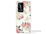Gigapack gumi/szilikon tok Huawei P40 készülékhez, fehér, bazsarózsa mintás