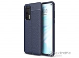 Gigapack gumi/szilikon tok Huawei P40 készülékhez, sötétkék, bőr hatású, varrás mintás