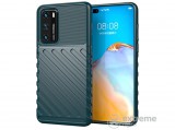Gigapack gumi/szilikon tok Huawei P40 készülékhez, sötétzöld, csíkos, dombor mintás