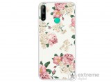 Gigapack gumi/szilikon tok Huawei P40 Lite E készülékhez, fehér, bazsarózsa mintás