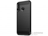 Gigapack gumi/szilikon tok Huawei P40 Lite E készülékhez,  fekete, szálcsiszolt, karbon mintás