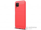 Gigapack gumi/szilikon tok Huawei P40 Lite készülékhez, piros, szálcsiszolt, karbon mintás