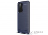 Gigapack gumi/szilikon tok Huawei P40 Pro készülékhez, kék, szálcsiszolt, karbon mintás
