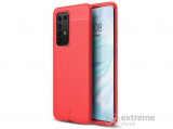 Gigapack gumi/szilikon tok Huawei P40 Pro készülékhez, piros, bőr hatású, varrás mintás
