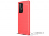Gigapack gumi/szilikon tok Huawei P40 Pro készülékhez, piros, szálcsiszolt, karbon mintás