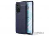 Gigapack gumi/szilikon tok Huawei P40 Pro készülékhez, sötétkék, bőr hatású, varrás mintás
