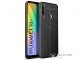Gigapack gumi/szilikon tok Huawei Y6p készülékhez, fekete, varrás mintás