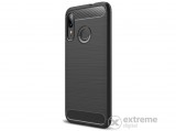 Gigapack gumi/szilikon tok Motorola Moto E6 Plus (XT2052) készülékhez, fekete, szálcsiszolt, karbon mintás