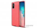 Gigapack gumi/szilikon tok Samsung Galaxy S20 Plus (SM-G985F) készülékhez, bőr hatású, piros varrás mintás