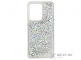 Gigapack gumi/szilikon tok Samsung Galaxy S20 Ultra (SM-G988F) készülékhez, ezüst, csillogó gyöngy, folyadék hátlap