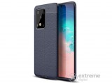 Gigapack gumi/szilikon tok Samsung Galaxy S20 Ultra (SM-G988F) készülékhez, sötétkék, bőr hatású, varrás mintás