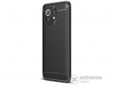 Gigapack gumi/szilikon tok Xiaomi Mi 11 készülékhez, szálcsiszolt, karbon mintás, fekete
