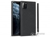 Gigapack gumi/szilikon, valódi bőr bevonatú tok Apple iPhone 11 Pro készülékhez, fekete