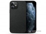 Gigapack gumi/szilikon, valódi bőr bevonatú tok Apple iPhone 12 mini készülékhez, fekete
