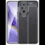 Gigapack Honor 200 varrott bőr hatású szilikon tok fekete (GP-159536) (GP-159536)