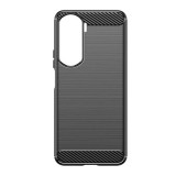 Gigapack Honor 90 Lite 5G szilikon telefonvédő (közepesen ütésálló, légpárnás sarok, szálcsiszolt, karbon minta) fekete