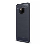 Gigapack Huawei Mate 20 Pro Szilikon telefonvédő (légpárnás sarok, szálcsiszolt, karbon minta, sötétkék)