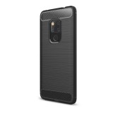 Gigapack Huawei Mate 20 Szilikon telefonvédő (légpárnás sarok, szálcsiszolt, karbon minta, fekete)
