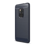 Gigapack Huawei Mate 20 Szilikon telefonvédő (légpárnás sarok, szálcsiszolt, karbon minta, sötétkék)