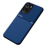 Gigapack Huawei Nova 12 SE telefonvédő (szilikon keret, ütésállóság, mágneses, bőr hatású hátlap, csíkos) sötétkék