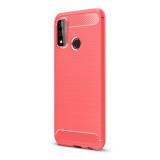 Gigapack Huawei P Smart (2020) szilikon telefonvédő (közepesen ütésálló, szálcsiszolt, karbon minta) piros