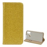 Gigapack Huawei P Smart (2020) tok álló (Flip, szilikon belső, oldalra nyíló, bankkártya tartó, csillogó) arany
