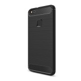 Gigapack Huawei P10 Lite Szilikon telefonvédő (légpárnás sarok, szálcsiszolt, karbon minta, fekete)